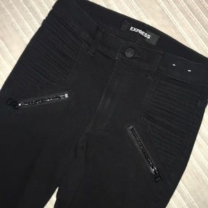 Express High-Rise Black Moto Skinny Jean